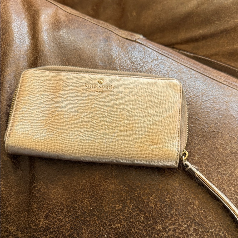 Kate Spade Metallic rose Gold Wristlet Wallet